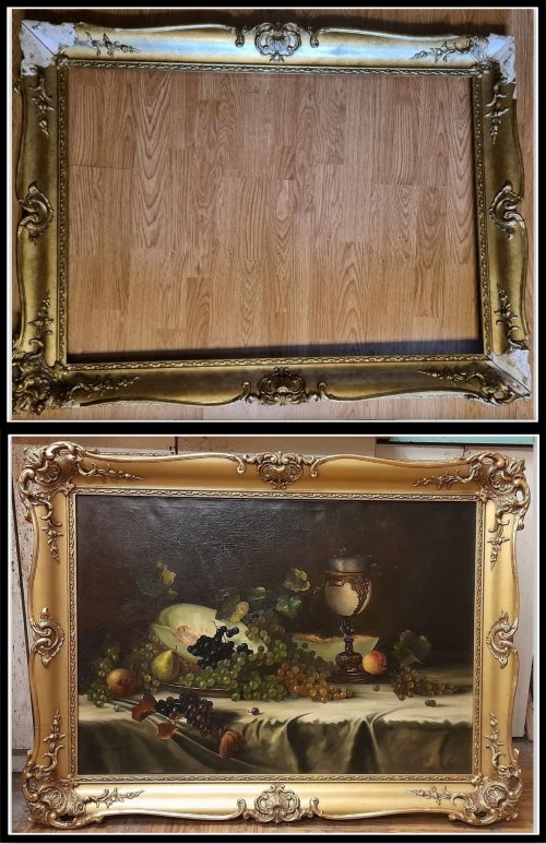 5. renowacja całkowita. Uzupełnienie ubytków, złocenie w dwóch technikach (połysk i mat), patynowanie